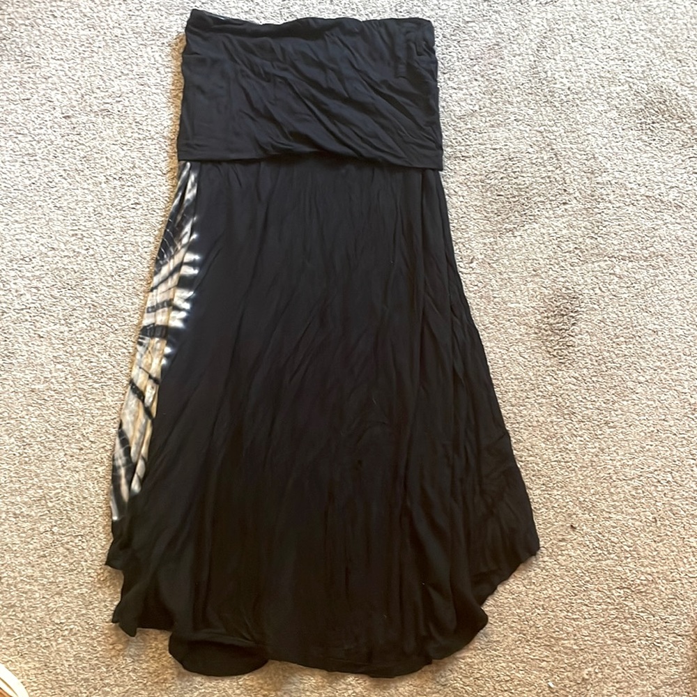 Black Long Skirt with Tie die design on side